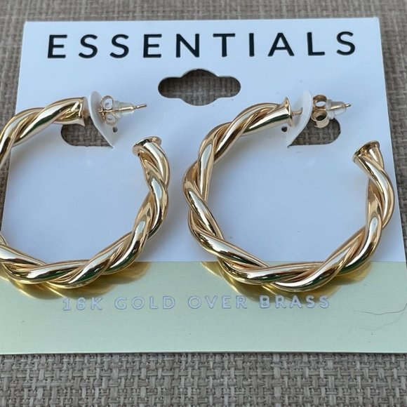 Essentials Women Earrings 18K Plated Gold Tone Ear Jewelry Hoop Earrings $50 - Picture 4 of 10